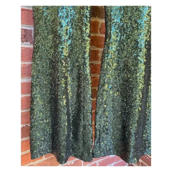 NWOT Anthropologie Joni Sequin Flare Pants in Dark Green Size 10 - Picture 10 of 14